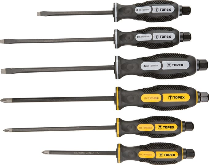 Topex - Schroevendraaier Set - 6 Stuks - Ergonomisch - Magnetisch
