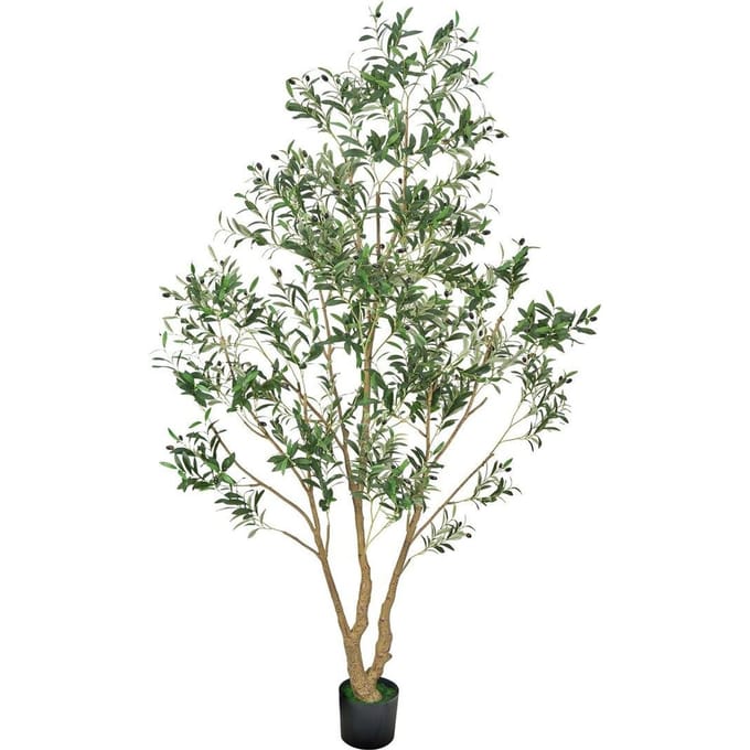 Arbre d'Olivier Artificiel 240cm Grande Plante Factice avec Pot pour Maison Bureau