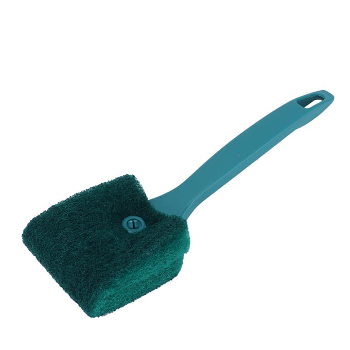Brosse de Nettoyage Double Face pour Aquarium Brosse de Nettoyage d'Algues avec Manche Antidérapant Éponge(Vert 23cm