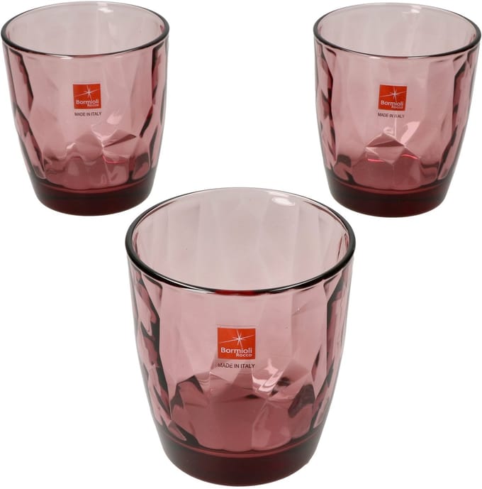 Set van 3 Diamond Rock paarse whiskyglazen 30.5 cl - 4027013