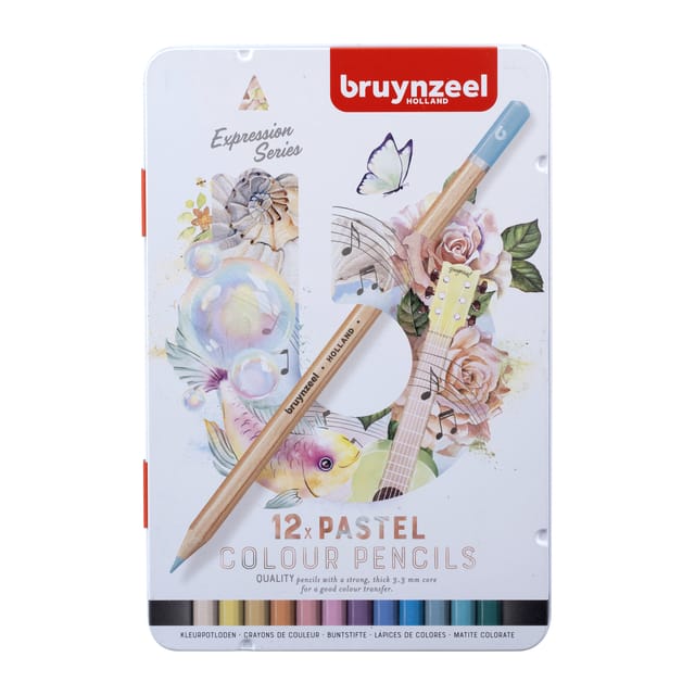 Bruynzeel Expression Colored Pencils Pastel Shades Tin 12