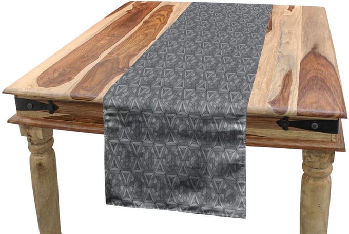 ABAKUHAUS tafelloper 40x180 cm – Grijs/Lichtgrijs – Polyester