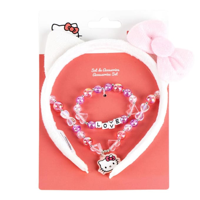 Hello Kitty accessoires set, bestaande uit armband, ketting en haarband