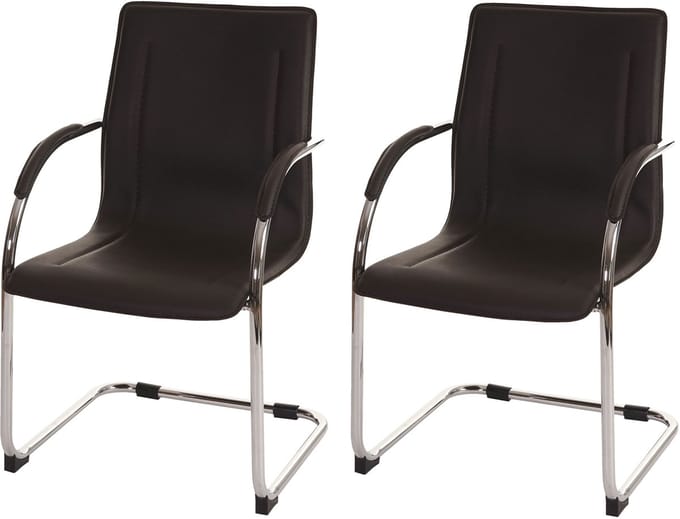 Set van 2 eetkamerstoelen Samara, vrijdragende keukenstoel fauteuil stoel, staal ~ bruin