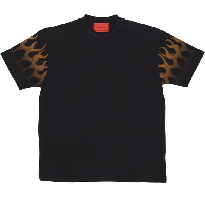 Flames Tee Heren T-shirt Zwart/oranje