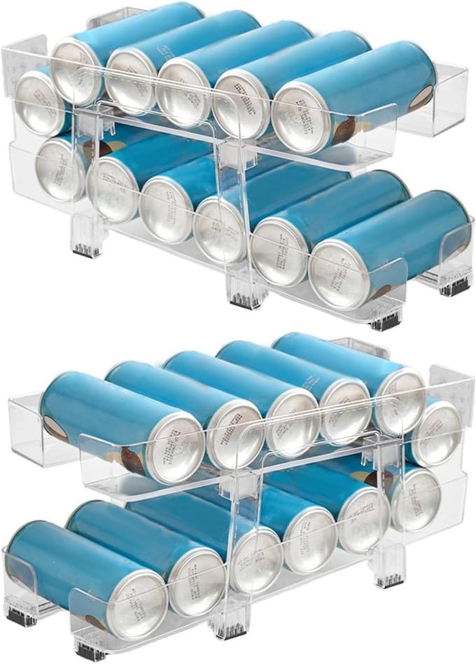 Blikjeshouder Organizer - Drank Dispenser - Ruimte Optimaliseren - Dubbele Etages Ontwerp - 36 cm Lengte - Transparant