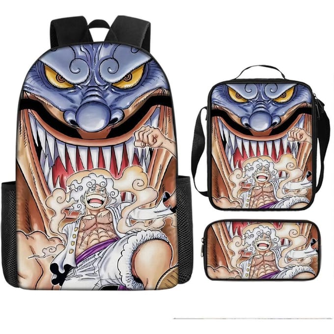 One Piece One Piece Schooltas Luffinica Zeekoning Student Schooltas Rugzak Set Three piece set gray
