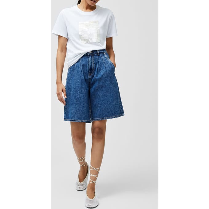 French Connection Sequin Jersey Ss Tee Linen White Taglia: S | Maglie Sportivi Outlet | Donna | Bianco