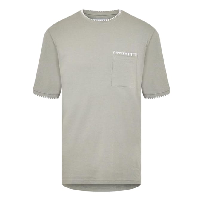 Threadbare Gebreid T-shirt voor heren van Perth (Salie/Ecru)