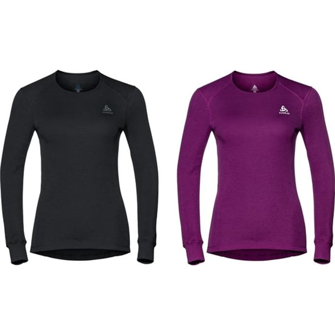 Odlo - Maat M - Suw Top Crew Neck L/S Active Warm 2 Pack Dames Thermoshirt - Black/Sangia
