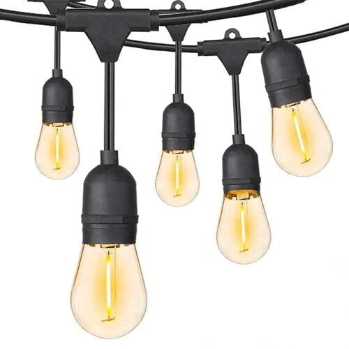 HOFTRONIC - LED Lichtsnoer buiten 15 meter 12 Volt - Lichtslinger 15 lampjes - 2700K warm wit - incl. adapter en lichtbronnen - IP65 Waterdicht - LED String Light