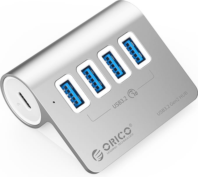Orico Aluminium 4-Poort USB3.2 HUB 10Gbps | Zilver | USB C