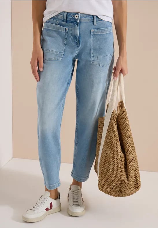 Barrel Leg jeans met opgestikte zakken