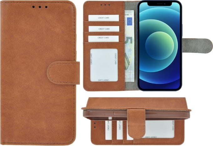 Hoesje Geschikt voor iPhone 13 - iPhone 13 Book Case Wallet Bruin Cover