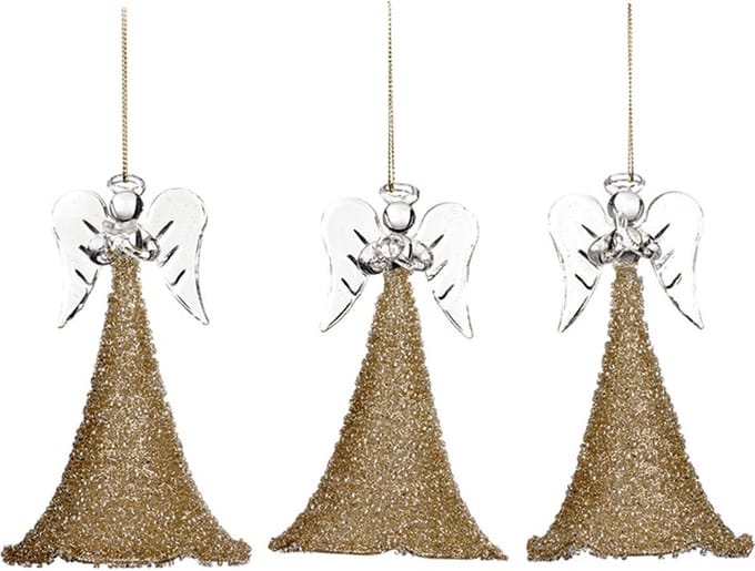 Goodwill Kerstbal-Engel Glas Goud 14 cm  Voordeel Ass. Per 3 Stuks