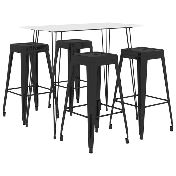 vidaXL - 5-delige - Barset - wit - en - zwart