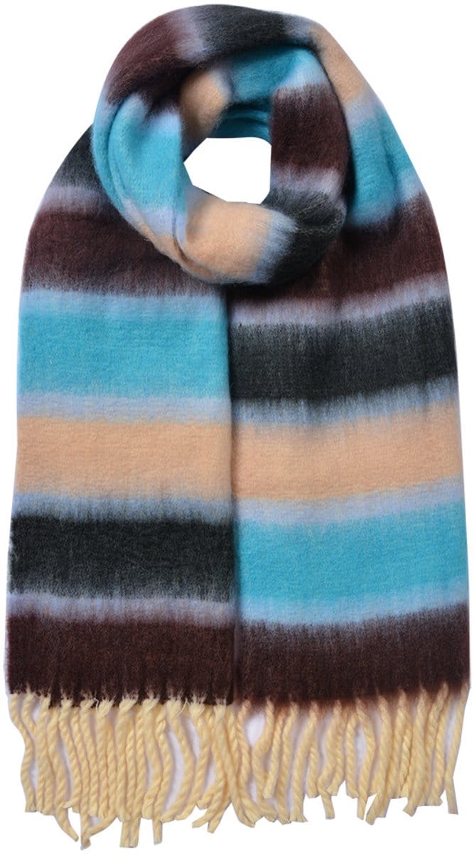 Clayre & Eef Wintersjaal Dames 37x210 cm Blauw Synthetisch