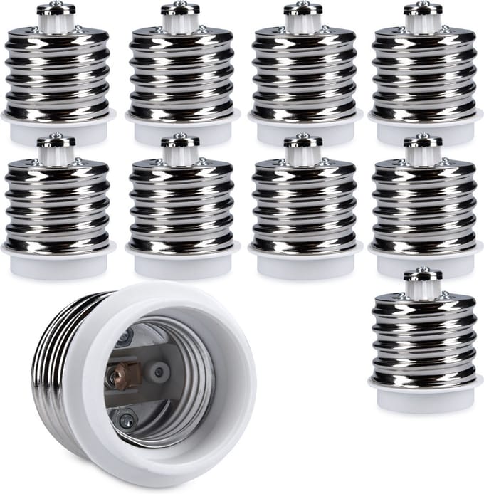 kwmobile verloopfitting E40 naar E27 - 10 stuks fitting omvormers - Verander je E40 fitting naar een E27 fitting - Voor spaar-, LED- en halogeenlampen