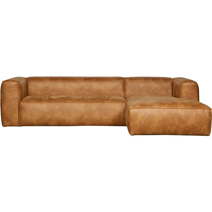WOOOD Bean Hoekbank Rechts - Ecoleer - Cognac - 73x305x96