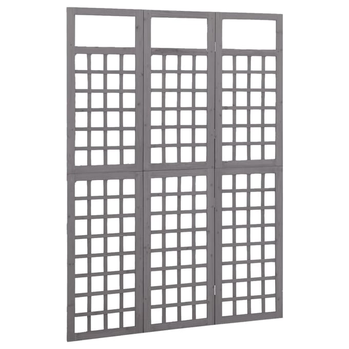 vidaXL - Kamerscherm/trellis - met - 3 - panelen - 121x180 - cm - vurenhout - grijs