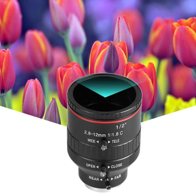 Objectif de caméra de sécurité 2,8-12 mm 3 MP 1/2 ouverture manuelle monture C CCTV gray