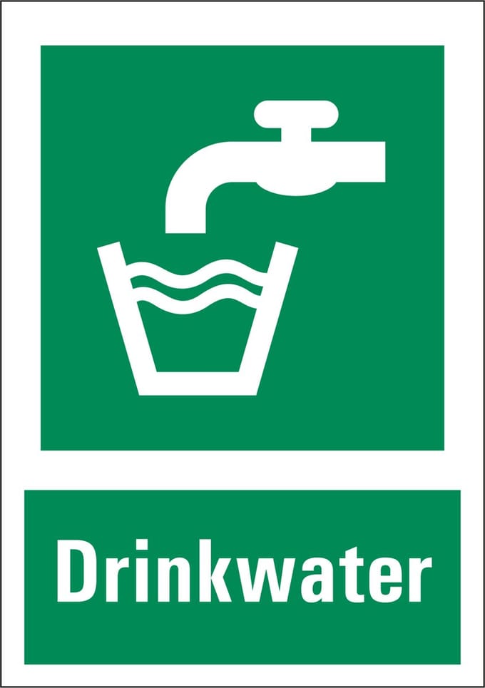 Drinkwater bord met tekst 148 x 210 mm