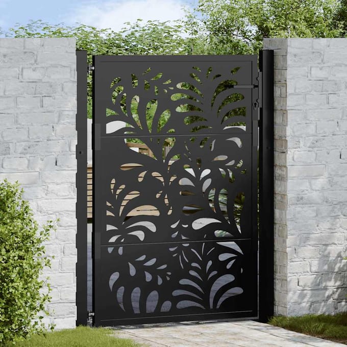 vidaXL - Poort - met - golfontwerp - 100x125 - cm - staal - zwart