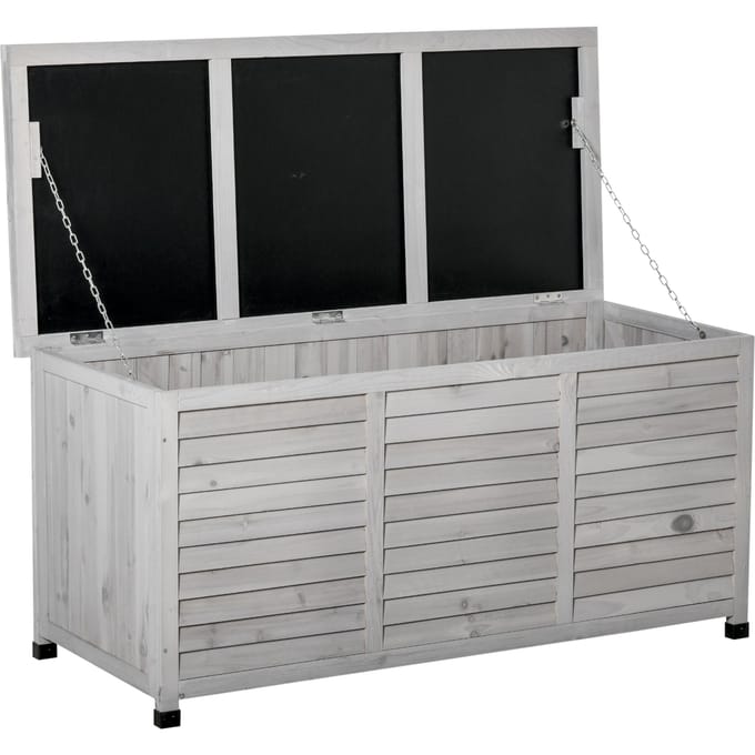 NONE Outsunny Buitenopslagkist 284L Waterdicht met Te Openen Deksel Grijs grijs