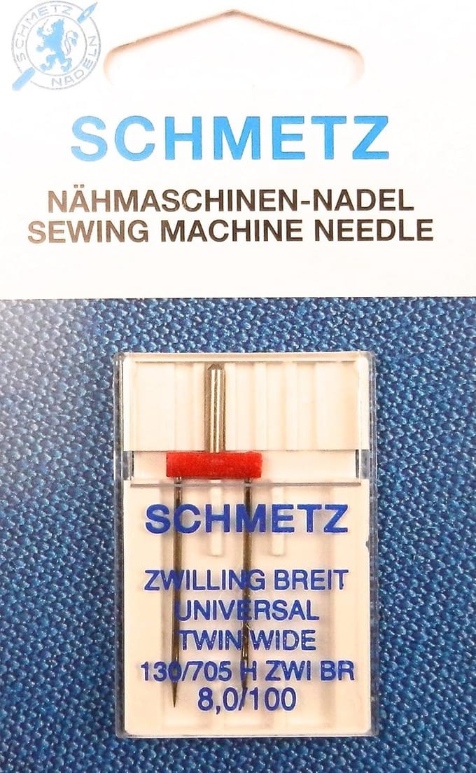 Tweelingnaald Universeel voor Naaimachine Platte Kolf 8.0/100
