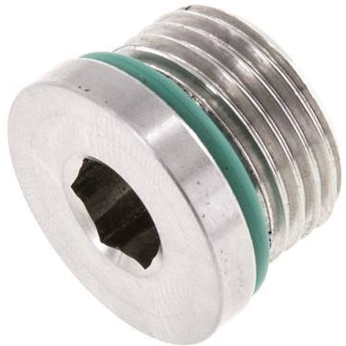 Plug UNF 3/4''-16 RVS FKM met binnenzeskant 630bar (8851.5psi)