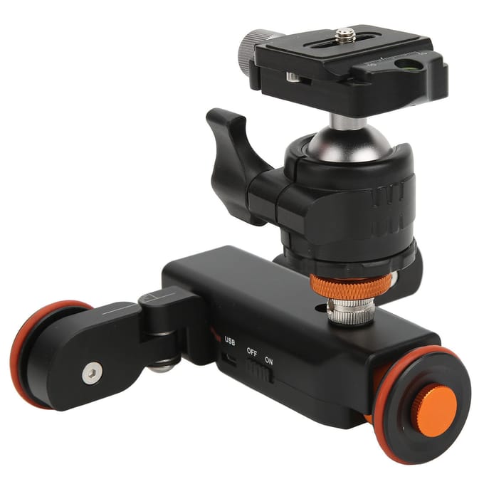 YELANGU L4X Elektrische Autodolly Track Slider met Balhoofd Afstandsbediening Oplaadbaar 3 Snelheden voor Camera black