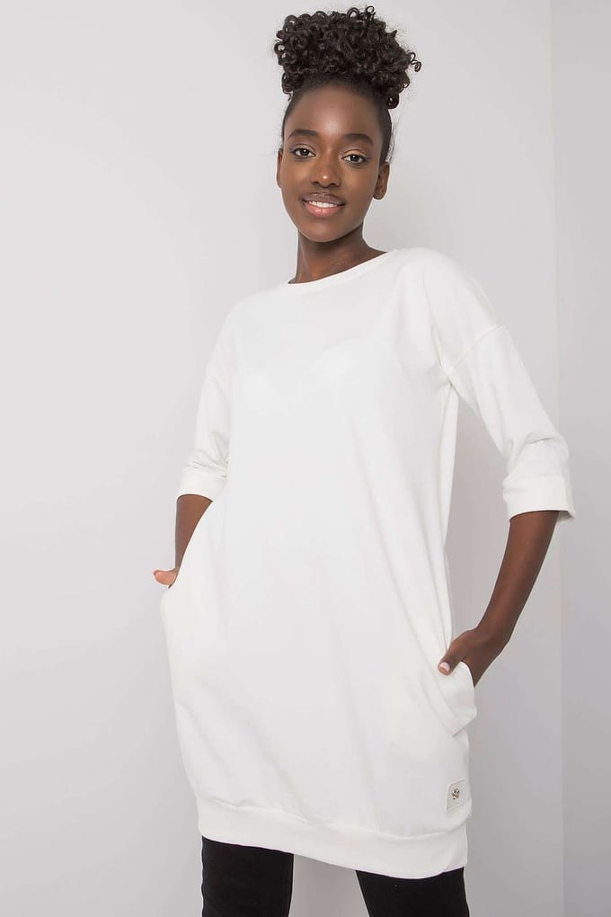 Relaxed Sweatshift Dress - Beige / S/M
