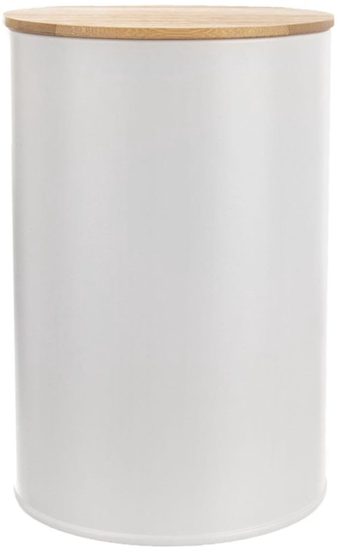 Orion Whiteline - Witte Metalen Voedselcontainer - 800 ml - Bamboe Deksel - Siliconen Afsluiting