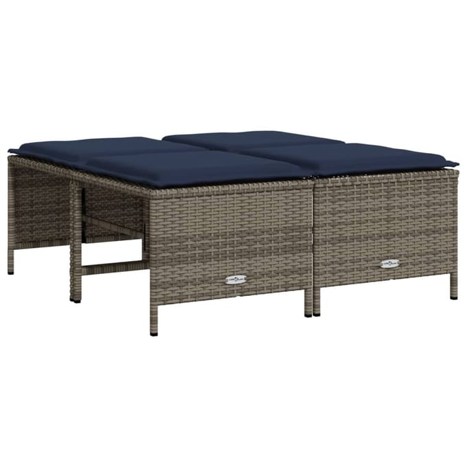vidaXL - Tuinstoelen - met - kussens - 4 - stuks - grijs - polyrotan
