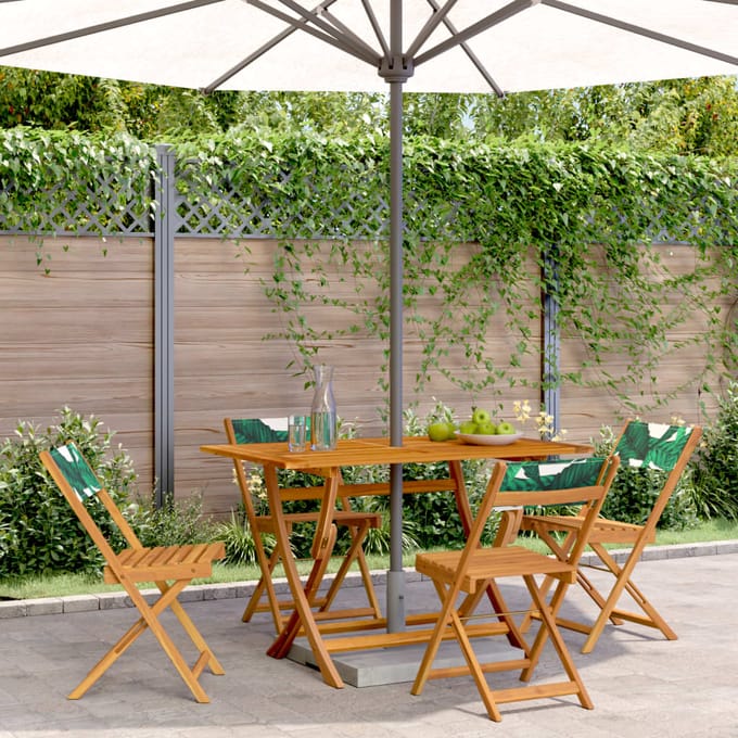 vidaXL - Klapstoelen, - 4 - stuks, - groene - stof - en - massief - hout