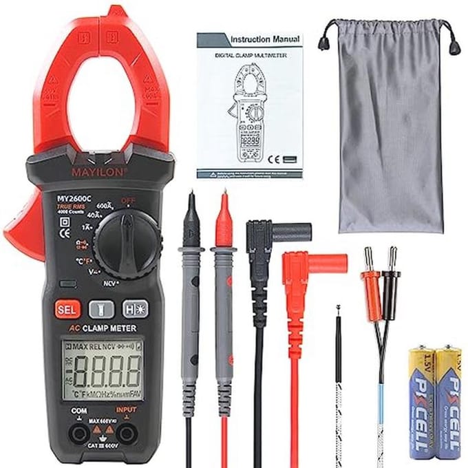 Digitale Stroommeter en Multimeter voor AC/DC Metingen - 6000 Teller, Gevoeligheid Tot 600 A, Temperatuur, Weerstand, Capaciteit en Diode Test