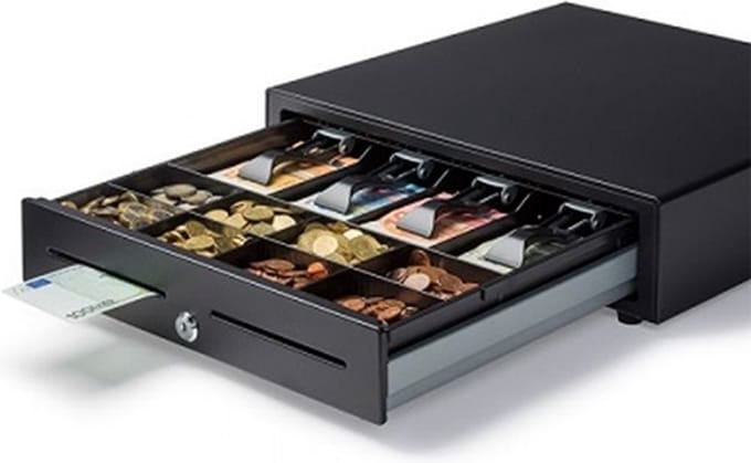 Geldlade/Kassalade - Breed 8 munt 4 papier - standaard fronttouch - manueel - afmeting 410x415x110mm