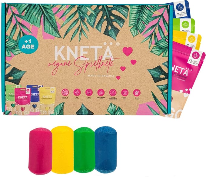 KNETA Vegan Speelklei - 4 Kleuren 100g