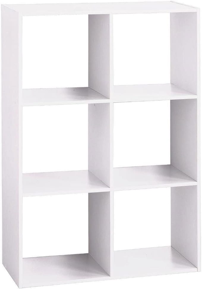 Houten rek met 6 vakken in wit – Modern en elegant ontwerp