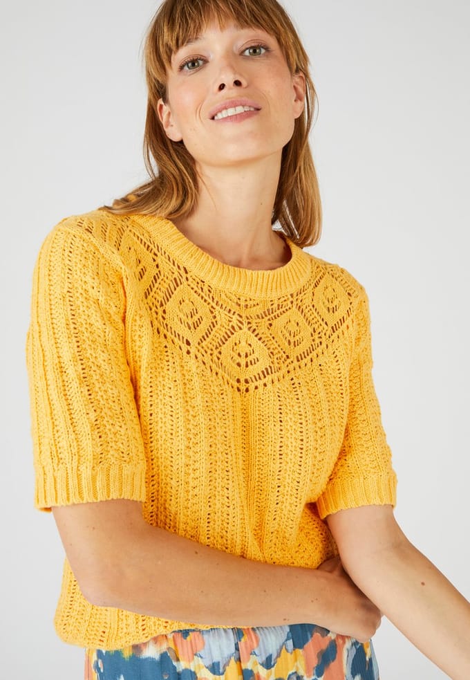 Damart - Pull met gehaakt effect - Dames - Oranje - S