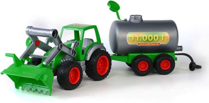 Wader Tractor met Voorlader en Tanker - Groen kunststof - 3-6 jaar