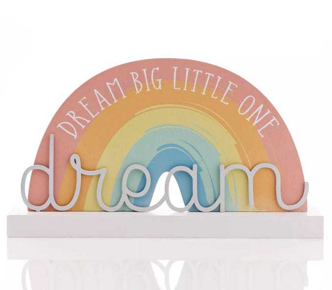 Petit Cheri Regenboog plaque, 'Dream big'