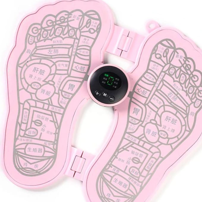 Masseur de Pieds Pliable Intelligence Automatique 6 Modes 9 Vitesses EMS Coussin Masseur de Pieds Électrique Rose rose