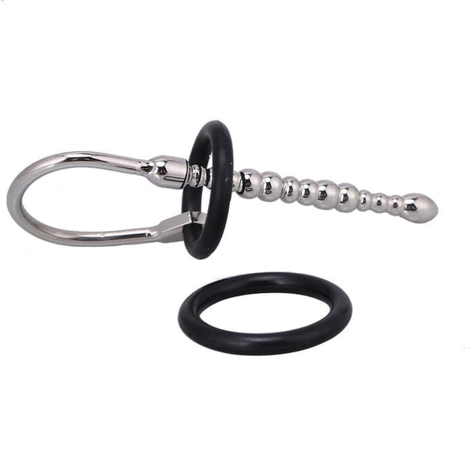 Fixxx - Geribbelde Penis Plug - Diameter 8 mm - Met Rekbare Eikelring - Zilver