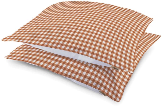 Walra Kussensloop Cozy Check - 2x 60x70 - 100% Katoen (BCI) - Bruin / Off White