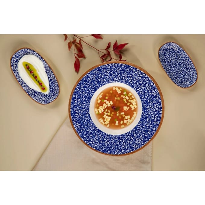 By Bone Dinerbord - Edera Cobalt - Porselein - 30 cm - set van 6