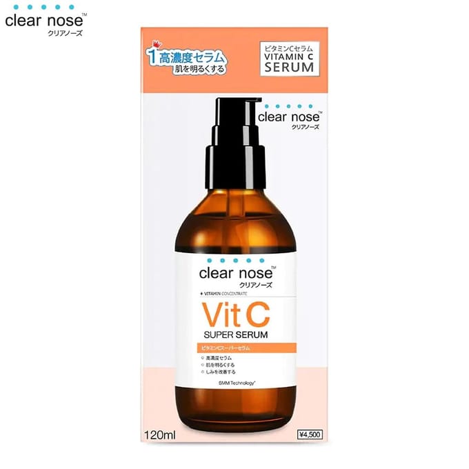 Clear Nose, Vit C, Super Sérum, Sérum Vitamine C, Concentré de Vitamines, Technologie SMM, 120 ml. 120 ml. brown