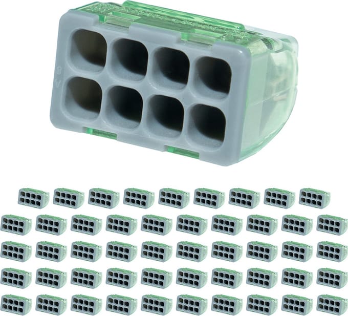 Lasklem - Primtex - 8 Polig - 0.2-2.5 mm2 - Grijs - 50 Stuks