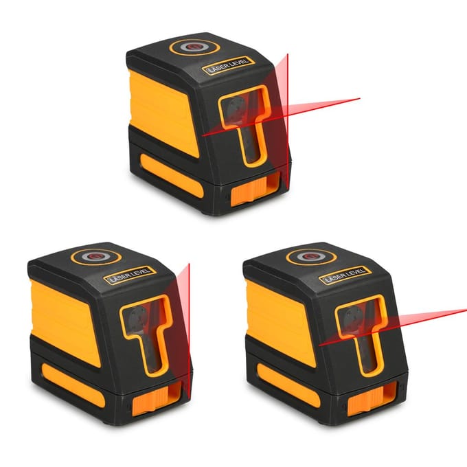 Zelfnivellerende 2-lijns rode laserwaterpas Professionele horizontale en verticale kruislijnnivellering With Bracket oranje