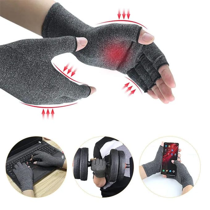 1 Paar Compressiehandschoenen Premium Spreidvinger Compressiehandschoenen L grijs